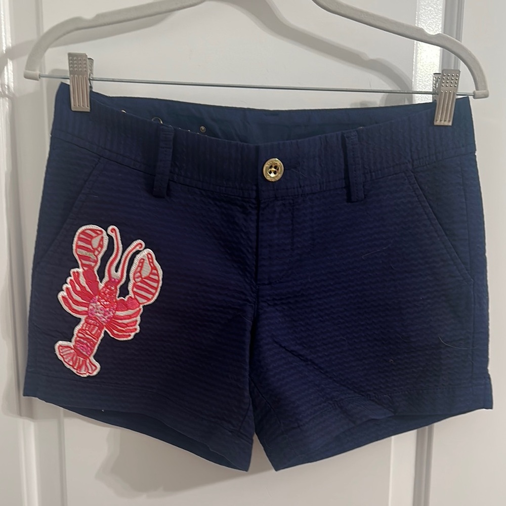 Lilly Pulitzer Blue Shorts with Pink Lobster